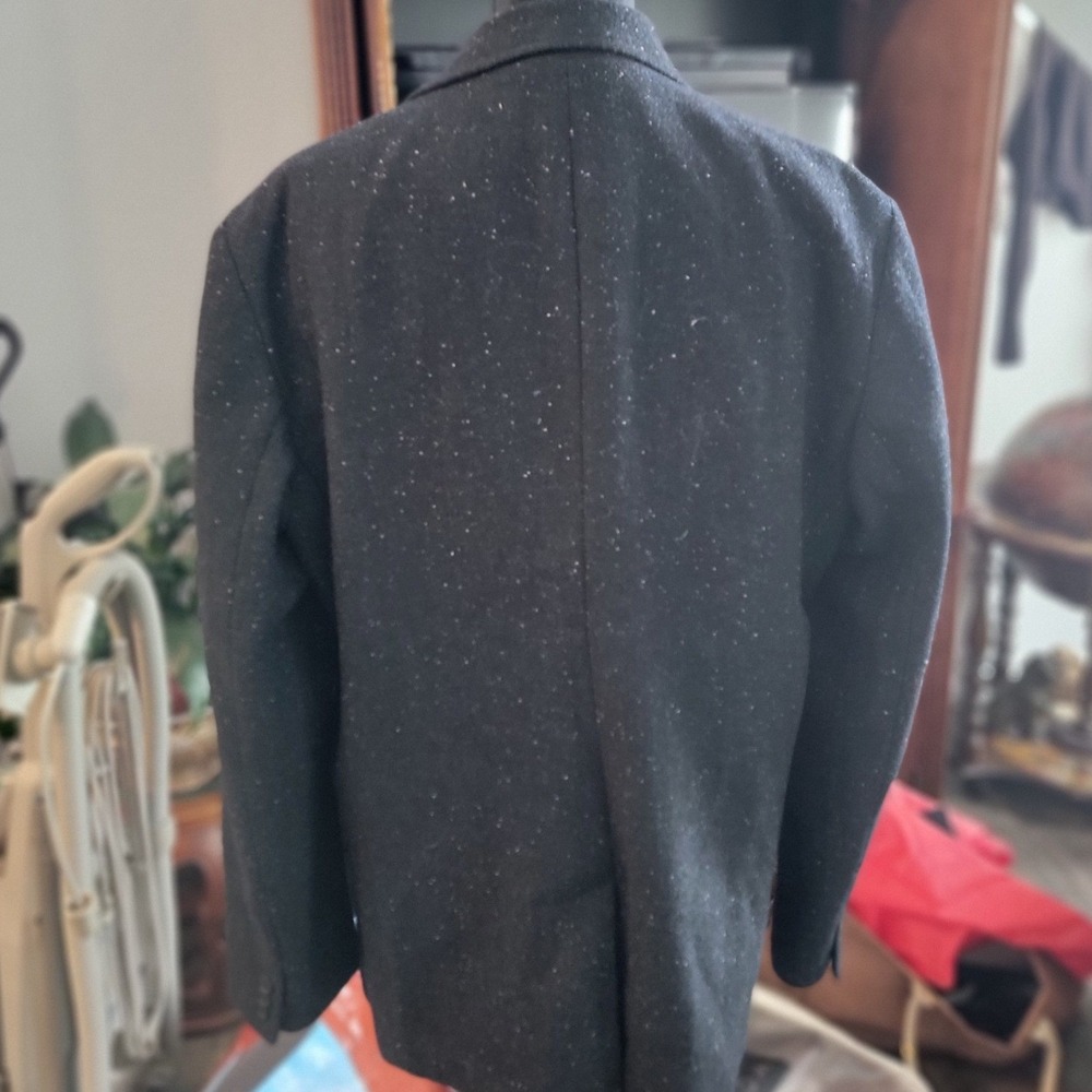 Gap Mens Wool Blend Flecked Tweed Blazer Jacket Charcoal Gray Large - Picture 5 of 11